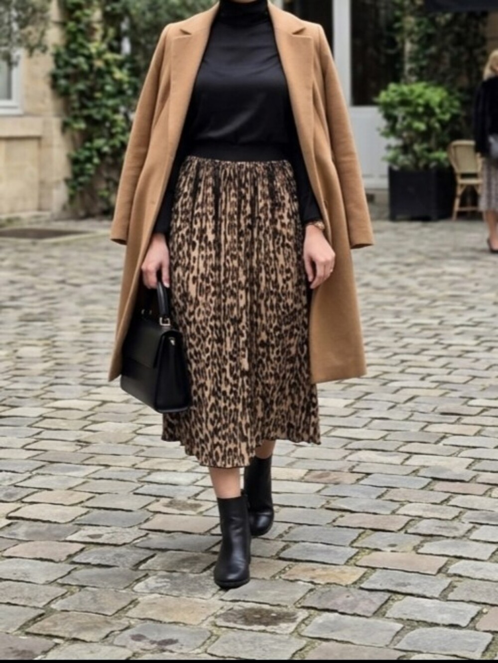 Charis Allure Women's Small Leopard Print Pleated Midi Skirt Elastic Waist